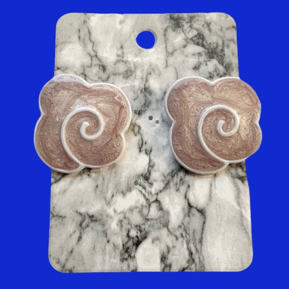 Vintage Swirly Enamel Pinback Earrings
